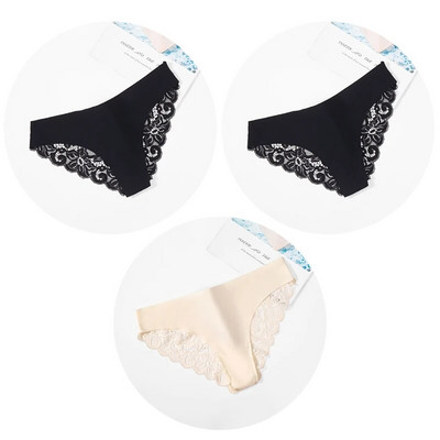 Giczi 3PCS Ženske gaćice Set od slatke čipke Žensko donje rublje Izdubljeno Seksi donje rublje Meke svilene satenske gaćice Ugodne ženske gaćice