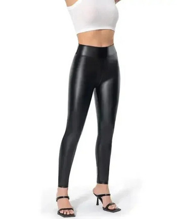 Παντελόνι από συνθετικό δέρμα Γυναικείο παντελόνι με ελαστικό φερμουάρ Δερμάτινο παντελόνι 2023 Leren Broeken Σέξι μαύρο ματ δερμάτινο παντελόνι με ανοιχτό καβάλο