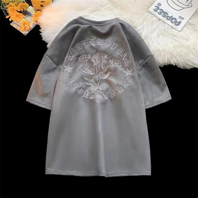 Κέντημα American Vintage High Street Letter Γυναικείο μπλουζάκι σε πλεονάζον μέγεθος Καλοκαίρι 2023 Γυναικεία μπλουζάκια με λαιμόκοψη Casual Fashion Tshirt