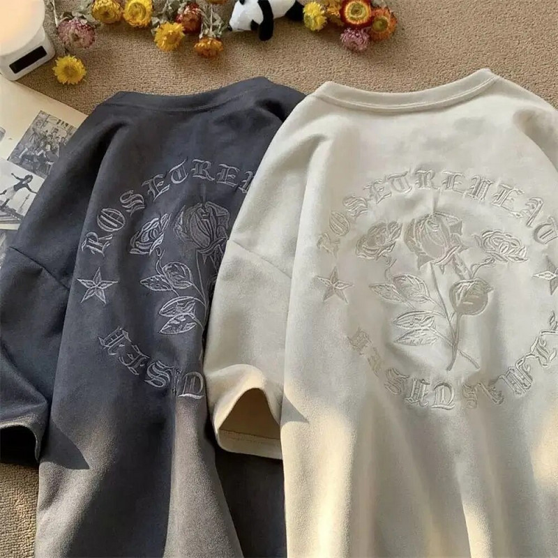 Κέντημα American Vintage High Street Letter Γυναικείο μπλουζάκι σε πλεονάζον μέγεθος Καλοκαίρι 2023 Γυναικεία μπλουζάκια με λαιμόκοψη Casual Fashion Tshirt