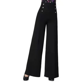 Пролетни и есенни дамски панталони с широки крачоли с висока талия, плътни копчета, ярки линии, декорация, свободни офис дамски модни ежедневни панталони