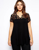 Elegantna čipkana patchwork majica velikih veličina Ženska ženska jednobojna crna modalna ljetna službena majica kratkih rukava 5XL 6XL