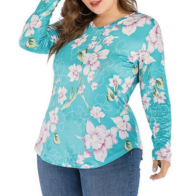 Ανοιξιάτικη Φθινοπωρινή Μόδα Vintage Print Plus Size Lady T-shirt Απλό casual oversized τοπ γυναικεία μακρυμάνικα κομψά γυναικεία ρούχα