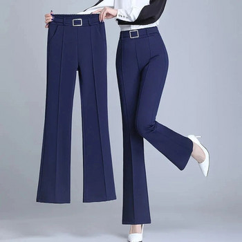 Елегантни панталони с камбанка с еластична талия Дамски шикозни официални панталони Офис дамски тънки кльощави панталони Улично дамско облекло