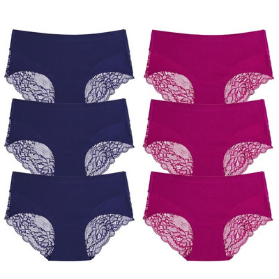 TrowBridge 6 vnt./komplektas Moteriškos kelnaitės Išskirtiniai nėriniuoti apatiniai šilko atlaso seksualus apatinis trikotažas Moteriškos kelnaitės didelio dydžio patogios apatinės kelnaitės