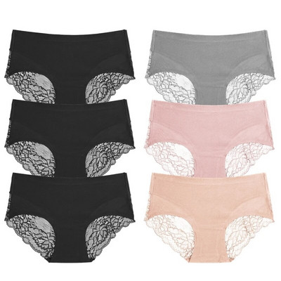 TrowBridge 6 vnt./komplektas Moteriškos kelnaitės Išskirtiniai nėriniuoti apatiniai šilko atlaso seksualus apatinis trikotažas Moteriškos kelnaitės didelio dydžio patogios apatinės kelnaitės