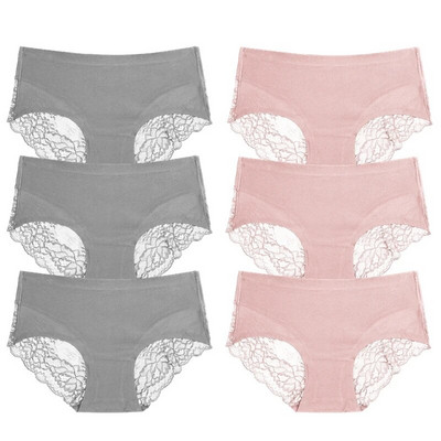 TrowBridge 6 vnt./komplektas Moteriškos kelnaitės Išskirtiniai nėriniuoti apatiniai šilko atlaso seksualus apatinis trikotažas Moteriškos kelnaitės didelio dydžio patogios apatinės kelnaitės