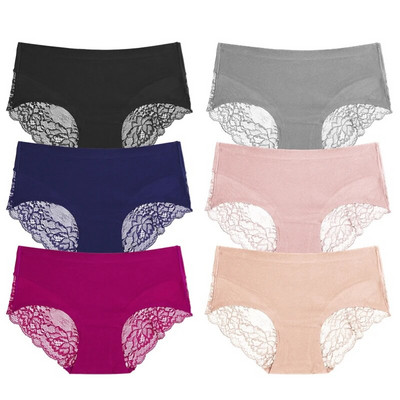 TrowBridge 6 vnt./komplektas Moteriškos kelnaitės Išskirtiniai nėriniuoti apatiniai šilko atlaso seksualus apatinis trikotažas Moteriškos kelnaitės didelio dydžio patogios apatinės kelnaitės