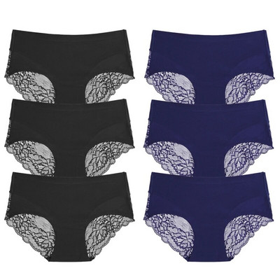TrowBridge 6 vnt./komplektas Moteriškos kelnaitės Išskirtiniai nėriniuoti apatiniai šilko atlaso seksualus apatinis trikotažas Moteriškos kelnaitės didelio dydžio patogios apatinės kelnaitės