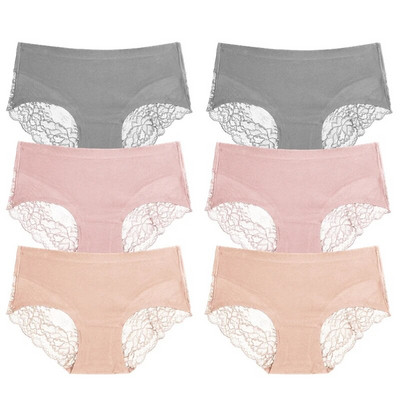TrowBridge 6 vnt./komplektas Moteriškos kelnaitės Išskirtiniai nėriniuoti apatiniai šilko atlaso seksualus apatinis trikotažas Moteriškos kelnaitės didelio dydžio patogios apatinės kelnaitės