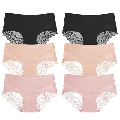 TrowBridge 6 vnt./komplektas Moteriškos kelnaitės Išskirtiniai nėriniuoti apatiniai šilko atlaso seksualus apatinis trikotažas Moteriškos kelnaitės didelio dydžio patogios apatinės kelnaitės