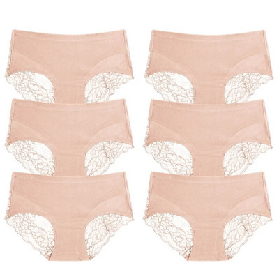 TrowBridge 6 vnt./komplektas Moteriškos kelnaitės Išskirtiniai nėriniuoti apatiniai šilko atlaso seksualus apatinis trikotažas Moteriškos kelnaitės didelio dydžio patogios apatinės kelnaitės