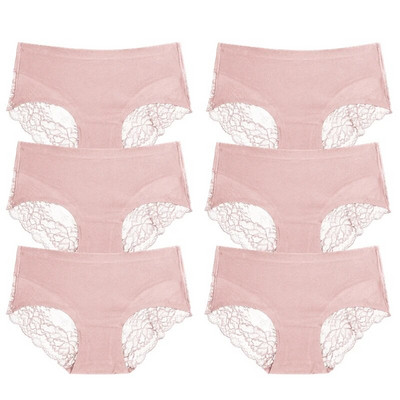 TrowBridge 6 vnt./komplektas Moteriškos kelnaitės Išskirtiniai nėriniuoti apatiniai šilko atlaso seksualus apatinis trikotažas Moteriškos kelnaitės didelio dydžio patogios apatinės kelnaitės