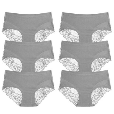 TrowBridge 6 vnt./komplektas Moteriškos kelnaitės Išskirtiniai nėriniuoti apatiniai šilko atlaso seksualus apatinis trikotažas Moteriškos kelnaitės didelio dydžio patogios apatinės kelnaitės