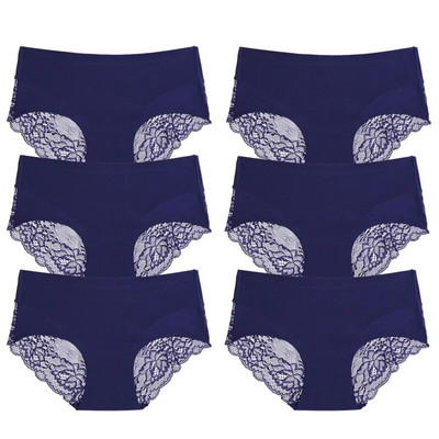 TrowBridge 6 vnt./komplektas Moteriškos kelnaitės Išskirtiniai nėriniuoti apatiniai šilko atlaso seksualus apatinis trikotažas Moteriškos kelnaitės didelio dydžio patogios apatinės kelnaitės