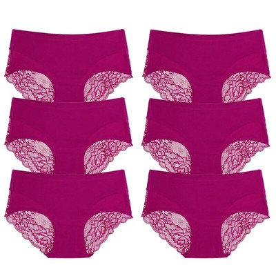 TrowBridge 6 vnt./komplektas Moteriškos kelnaitės Išskirtiniai nėriniuoti apatiniai šilko atlaso seksualus apatinis trikotažas Moteriškos kelnaitės didelio dydžio patogios apatinės kelnaitės