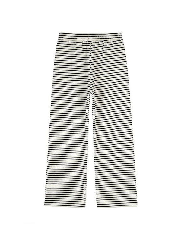 GIBSIE Plus Size Γυναικείο καθημερινό παντελόνι με ριγέ κορδόνι 2023 Φθινόπωρο Χειμώνας Κορεάτικες τσέπες Ψηλόμεση ίσιο φαρδύ παντελόνι