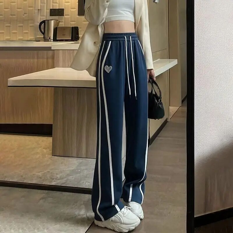 Široke hlače s elastičnim strukom, patchwork, jednobojna, džepna moda, široka ulična ležerna elegantna jesenska, tanka ženska odjeća