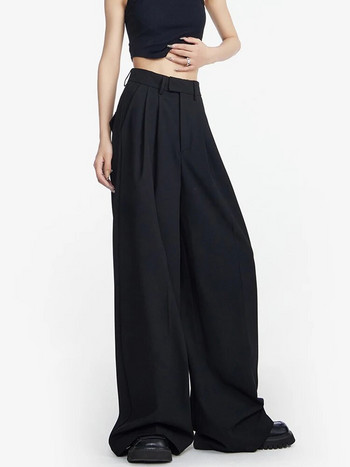 Φαρδύ παντελόνι Γυναικείο φθινόπωρο 2023 Νέο ψηλόμεσο πλισέ φαρδύ πόδι φαρδύ μαύρο παντελόνι γραφείο Γυναικείο ολόσωμο παντελόνι casual κοστούμι