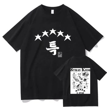 2024 Голям размер Stray Kids 5 Star T Shirt Women Harajuku Aesthetic Graphic New Tshirt Unisex Streetwear Ежедневна памучна тениска