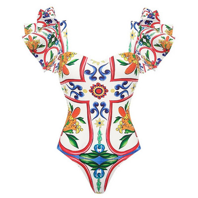 2024 Costum de baie cu umeri cu volane, 2 piese, cu acoperire, costum de baie sexy pentru femei, cu push-up, biquini, costum de baie, rochie de plajă