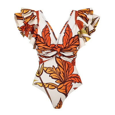 2024 Costum de baie cu umeri cu volane, 2 piese, cu acoperire, costum de baie sexy pentru femei, cu push-up, biquini, costum de baie, rochie de plajă