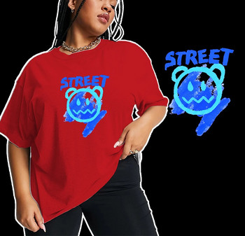 Καλοκαιρινό μπλουζάκι σε μεγάλο μέγεθος Γυναικείο βαμβακερό μπλουζάκι, εκτύπωση αρκουδάκι με κινούμενα σχέδια Γυναικεία μπλουζάκια με κοντό μανίκι Fashion Tee Γυναικεία ρούχα δρόμου
