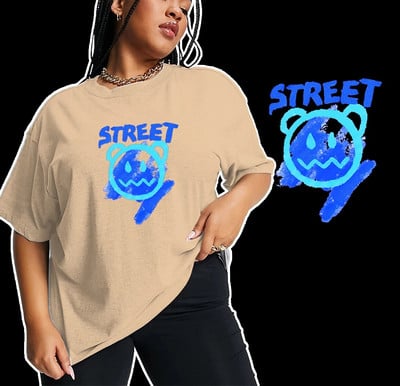 Καλοκαιρινό μπλουζάκι σε μεγάλο μέγεθος Γυναικείο βαμβακερό μπλουζάκι, εκτύπωση αρκουδάκι με κινούμενα σχέδια Γυναικεία μπλουζάκια με κοντό μανίκι Fashion Tee Γυναικεία ρούχα δρόμου