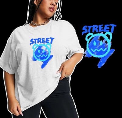 Καλοκαιρινό μπλουζάκι σε μεγάλο μέγεθος Γυναικείο βαμβακερό μπλουζάκι, εκτύπωση αρκουδάκι με κινούμενα σχέδια Γυναικεία μπλουζάκια με κοντό μανίκι Fashion Tee Γυναικεία ρούχα δρόμου