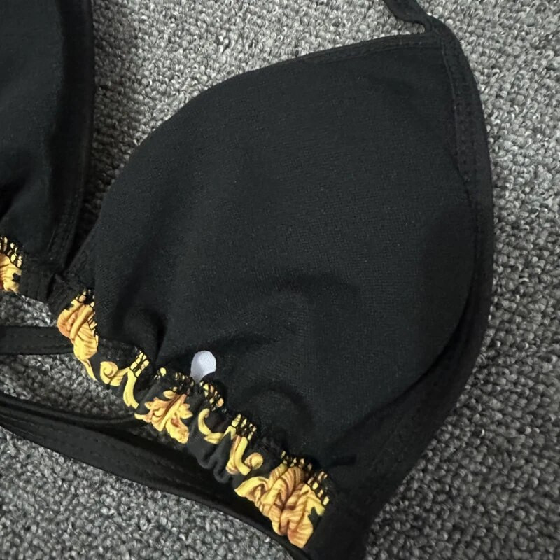 Új szexi fürdőruha Arany virágmintás kétrészes bikini női brazil fürdőruha 2023 női fürdőruha strandbiquínis