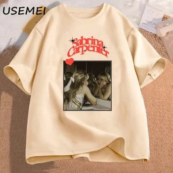 Тениска с голям размер Дамска ретро тениска Sabrina Carpenter с ретро музика I Can\'t Send Tour Merch Tees Рок тениски Памучни дрехи
