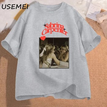 Тениска с голям размер Дамска ретро тениска Sabrina Carpenter с ретро музика I Can\'t Send Tour Merch Tees Рок тениски Памучни дрехи