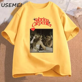 Тениска с голям размер Дамска ретро тениска Sabrina Carpenter с ретро музика I Can\'t Send Tour Merch Tees Рок тениски Памучни дрехи