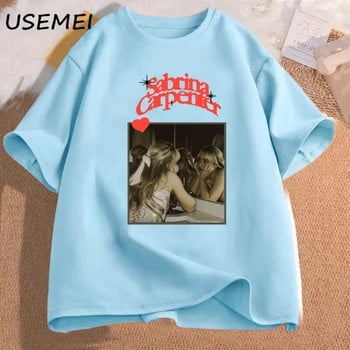 Тениска с голям размер Дамска ретро тениска Sabrina Carpenter с ретро музика I Can\'t Send Tour Merch Tees Рок тениски Памучни дрехи