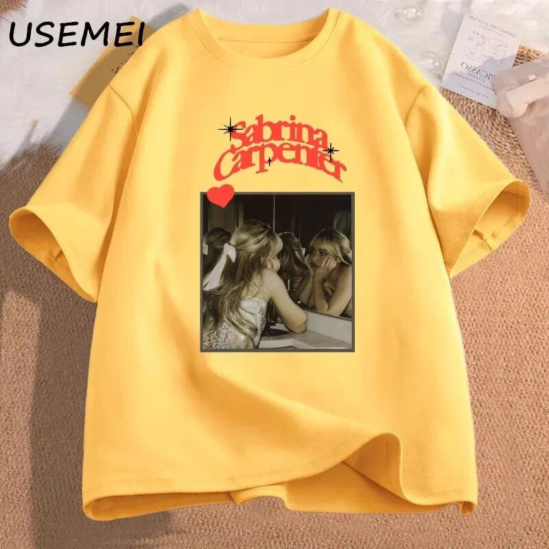 Tricou Marime Plus Femei Vintage Sabrina Carpenter Muzică Retro Tricou Nu pot trimite Tur Merch Tricouri Rock Tees Haine din bumbac