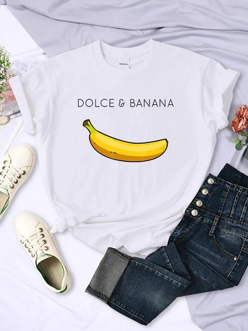 2024 Плюс размер Dolce Banana Аниме щамповани тениски Дамски дишащи тениски Модни ризи с О-образно деколте Карикатури Марка Дамски топове