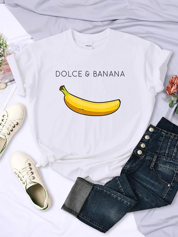 2024. Dolce Banana majice s printom animea u većoj veličini Ženske prozračne majice s kratkim rukavima Modne majice s O-izrezom Ženske majice s crtićima