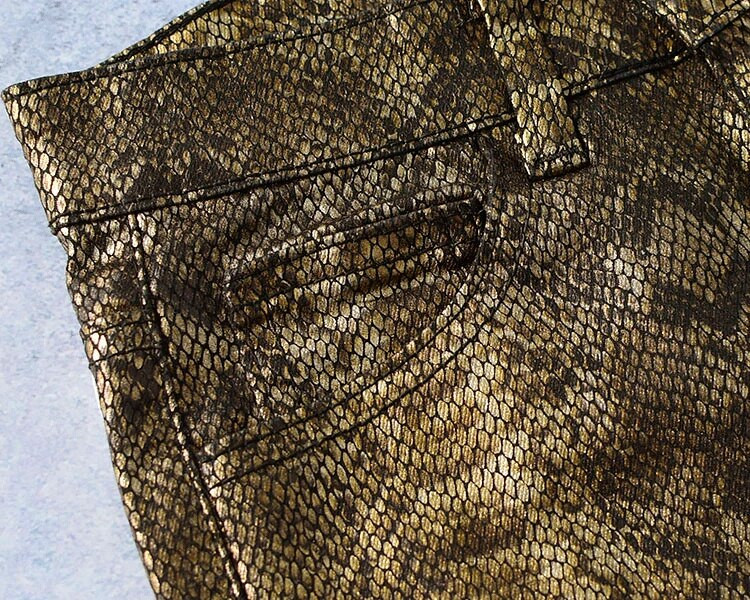 LOGAMI Pu kožne hlače Ženske seksi hlače sa umjetnim uzorkom zmija Ženske pentil hlače