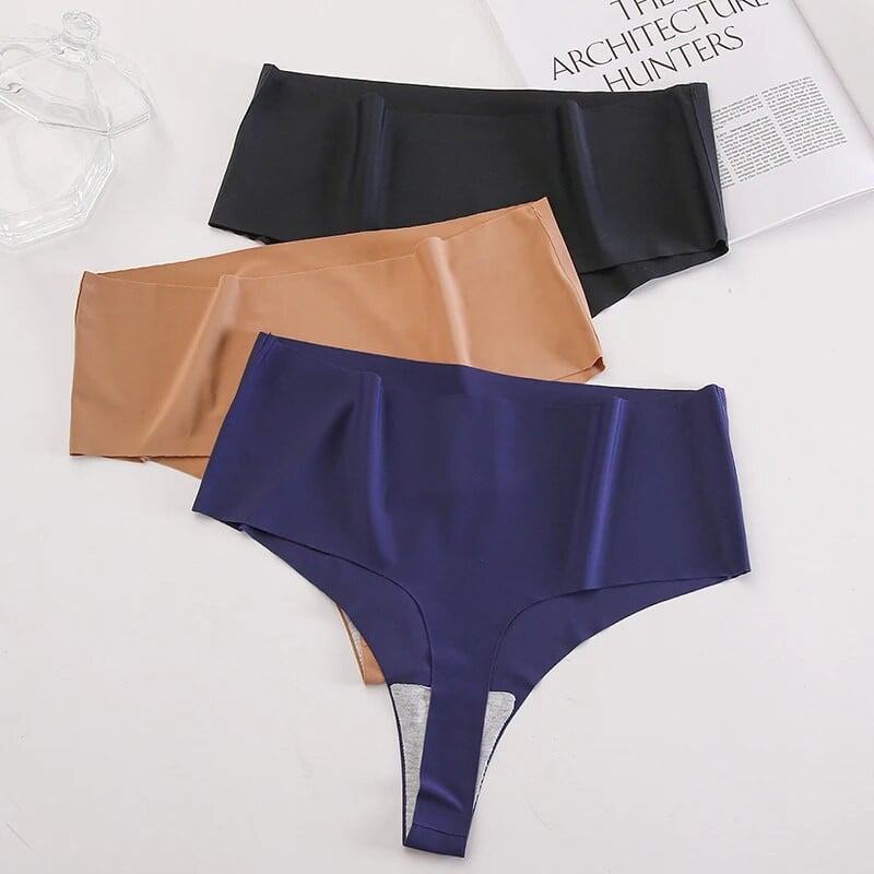 Zökkenőmentes női bugyi jeges selyem fehérnemű ​Női egyszínű bugyi Női alsónadrág magas emelkedés láthatatlan szexi fehérnemű tangák