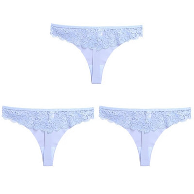 WarmSteps 3 ΤΕΜ/Σετ Γυναικεία εσώρουχα Σέξι δαντελένια εσώρουχα Εσώρουχα με κούφια στρινγκ Γλυκά λουλούδια G-Strings Cozy μεταξωτό σατέν T-back