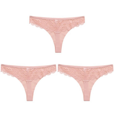 WarmSteps 3 ΤΕΜ/Σετ Γυναικεία εσώρουχα Σέξι δαντελένια εσώρουχα Εσώρουχα με κούφια στρινγκ Γλυκά λουλούδια G-Strings Cozy μεταξωτό σατέν T-back