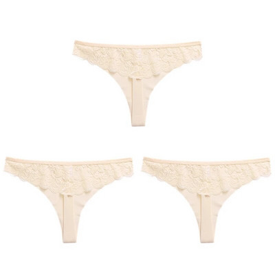 WarmSteps 3 ΤΕΜ/Σετ Γυναικεία εσώρουχα Σέξι δαντελένια εσώρουχα Εσώρουχα με κούφια στρινγκ Γλυκά λουλούδια G-Strings Cozy μεταξωτό σατέν T-back