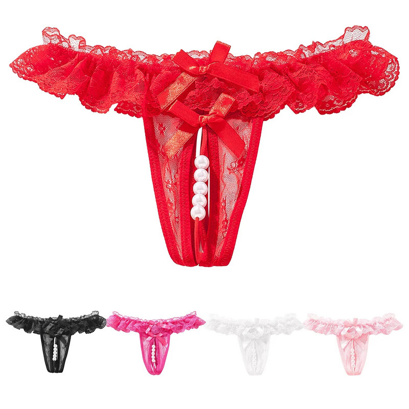 Nyitott csipke, G-string Pearl átlátszó varrat nélküli tangák hímzéshez Aranyos női T Hátsó varrat nélküli bugyi nőknek Трусы