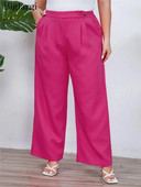 Μεγάλο μέγεθος Φαρδύ φθινοπωρινό μακρύ παντελόνι Γυναικείο φαρδύ πλισέ, καθημερινό γυναικείο παντελόνι ψηλόμεσο ροζ γυναικείο παντελόνι 2023