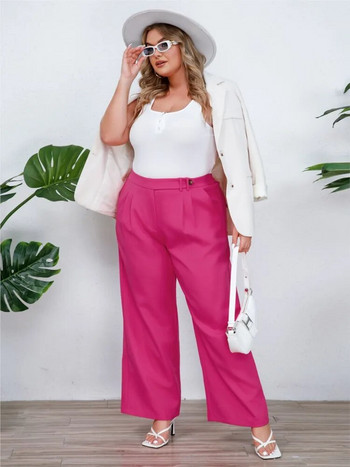 Μεγάλο μέγεθος Φαρδύ φθινοπωρινό μακρύ παντελόνι Γυναικείο φαρδύ πλισέ, καθημερινό γυναικείο παντελόνι ψηλόμεσο ροζ γυναικείο παντελόνι 2023