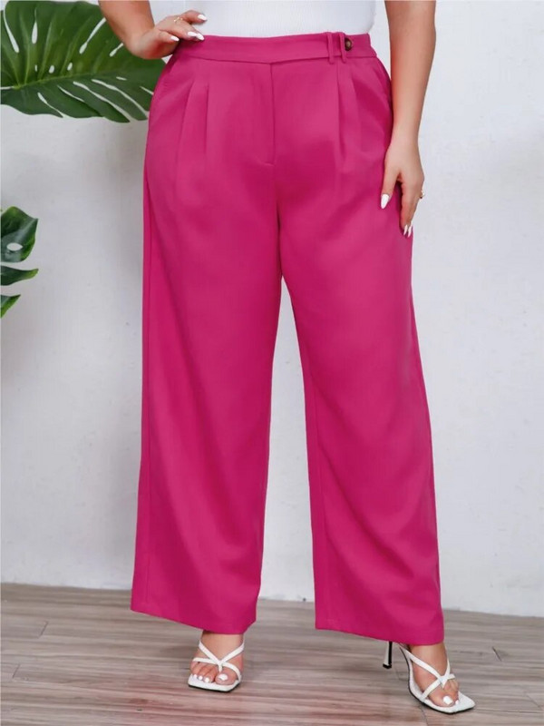 Μεγάλο μέγεθος Φαρδύ φθινοπωρινό μακρύ παντελόνι Γυναικείο φαρδύ πλισέ, καθημερινό γυναικείο παντελόνι ψηλόμεσο ροζ γυναικείο παντελόνι 2023