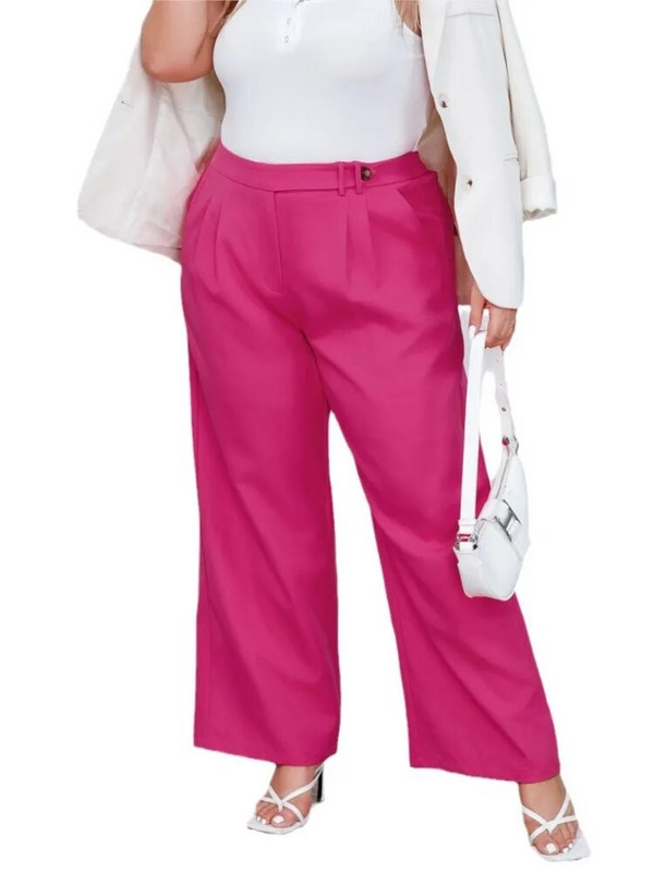 Μεγάλο μέγεθος Φαρδύ φθινοπωρινό μακρύ παντελόνι Γυναικείο φαρδύ πλισέ, καθημερινό γυναικείο παντελόνι ψηλόμεσο ροζ γυναικείο παντελόνι 2023