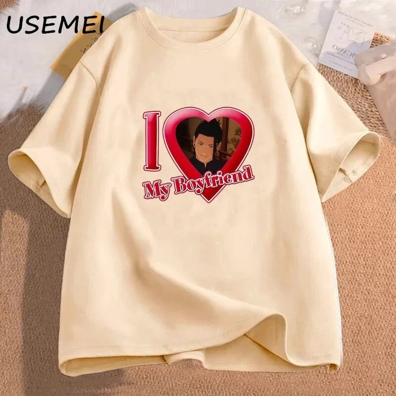 Γυναικεία μπλουζάκια I Love My Boyfriend Plus Size Suguru Graphic Tee Gojo Satoru Anime Manga Tshirt Cotton 90s Clothes Streetwear