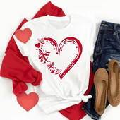 Ženska majica s otisnutim ljubavnim srcem veće veličine Majice za djevojke Ženska majica kratkih rukava Ženska grafička majica Odjeća za Valentinovo