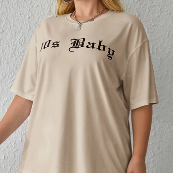 Голям размер Графична тениска Къса тениска от 90-те години на миналия век Бебешка риза с ръкав с щампа на букви Памучна дамска тениска Гръндж Модно улично горнище Дамско облекло